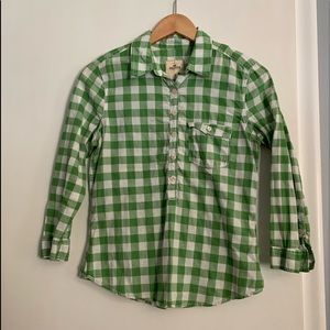 Green plaid quarter sleeve flannel
